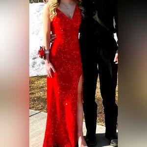Red Sequin Prom Dress